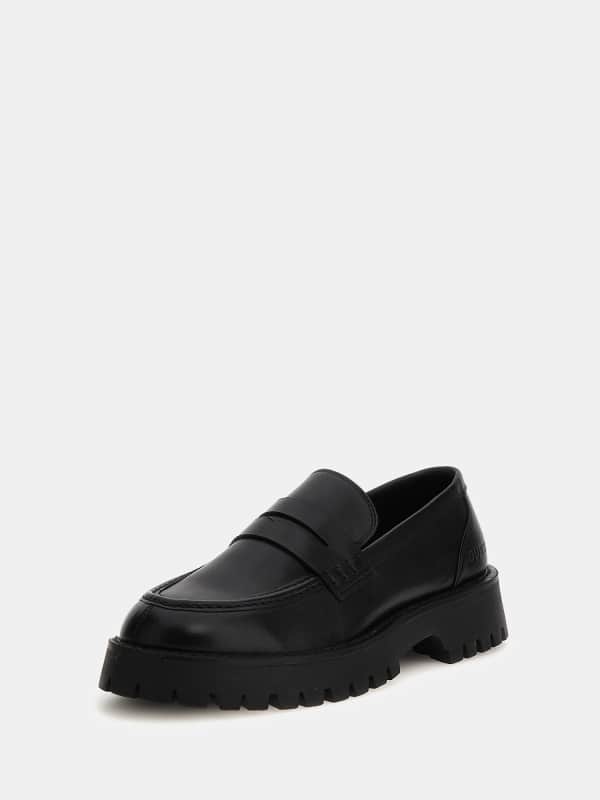 Кецове и обувки GUESS Gorizia Genuine Leather Loafers Черно | FM8GOMLEA12, 0
