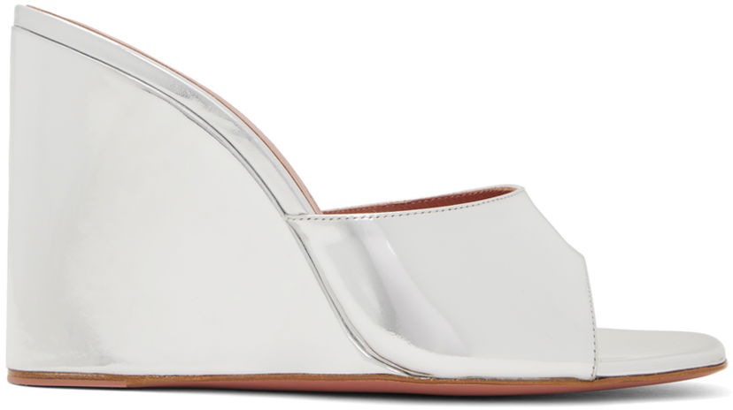 Аксесоари Amina Muaddi Amina Muaddi Lupita Wedge Heeled Sandals Металик | LUPITA WEDGE WEDGE MIRROR