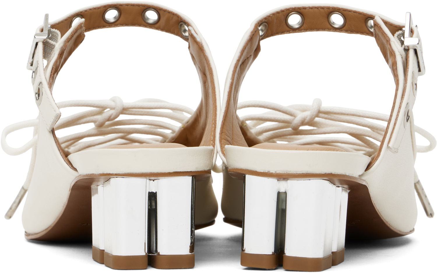 Кецове и обувки GANNI GANNI Lace-Up Mules Бяло | S2966, 1