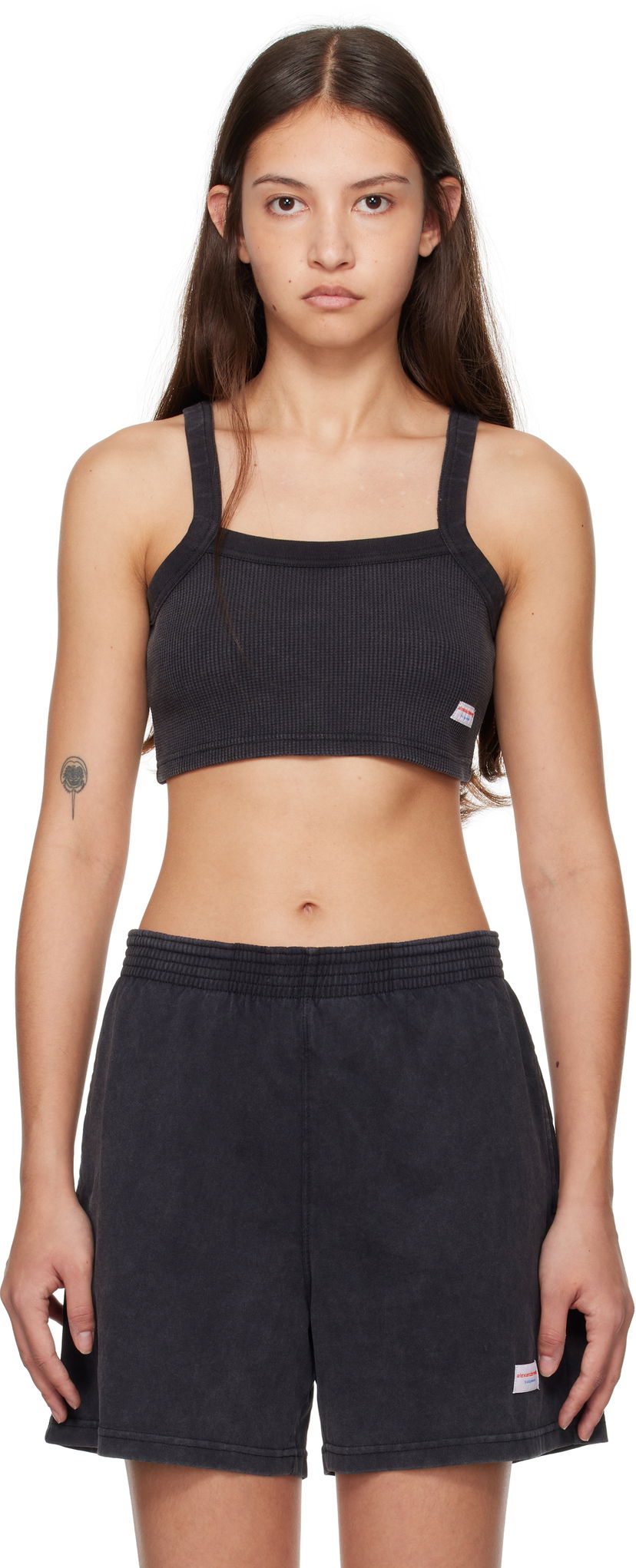 Съкратен топ Alexander Wang Black Cropped Camisole Черно | 8C4248065W