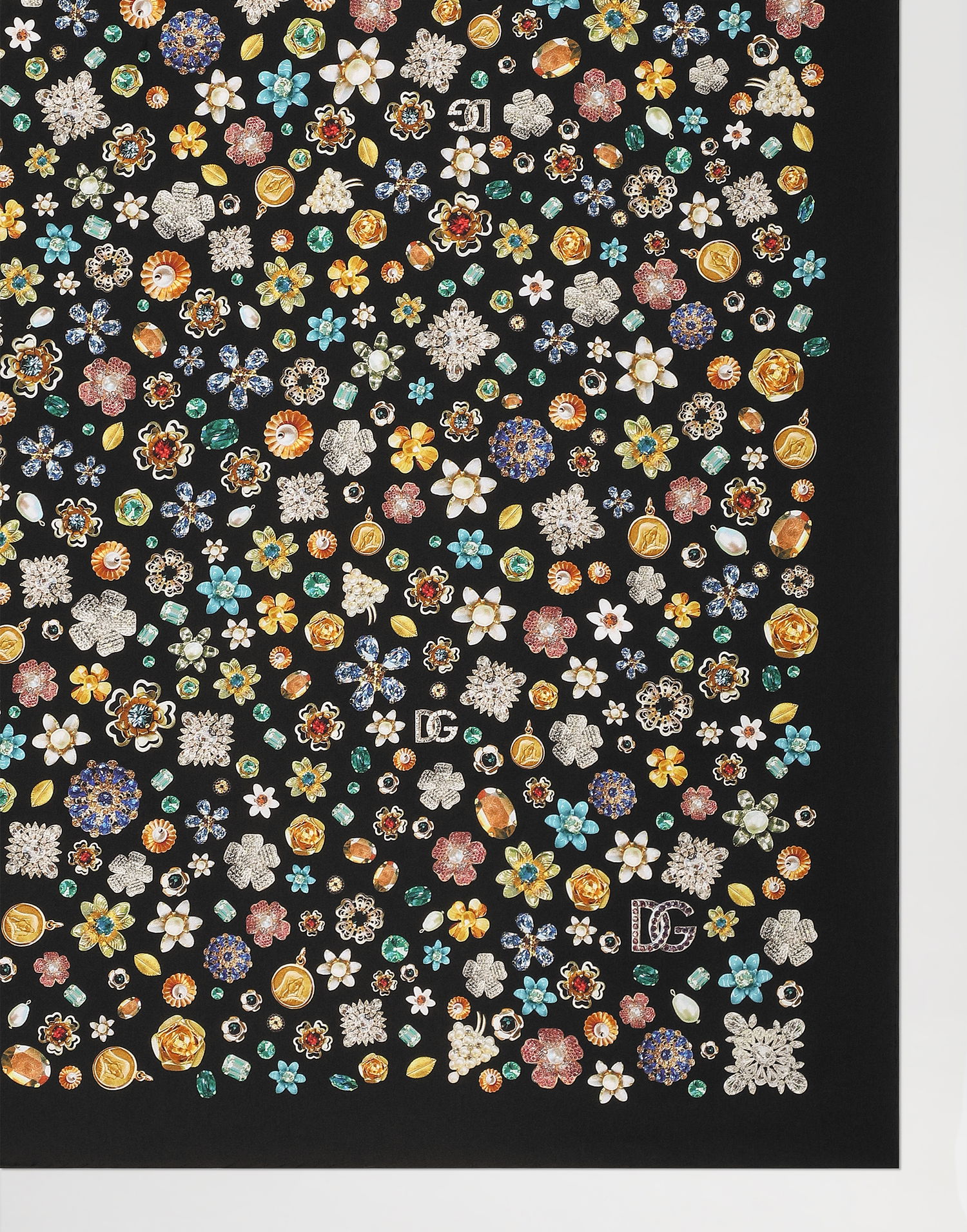 Шал Dolce & Gabbana Dolce & Gabbana 90x90 Silk Twill Floral Scarf Черно | FN090RGDDAXHN5SA, 1