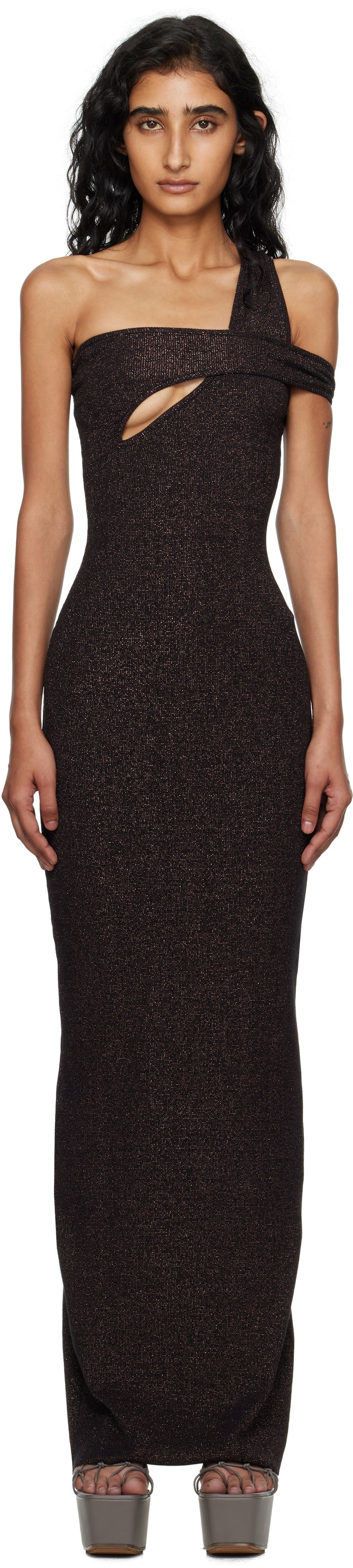 Pокля Ottolinger Ottolinger Twisted Rib Maxi Dress Черно | 104-502004-01