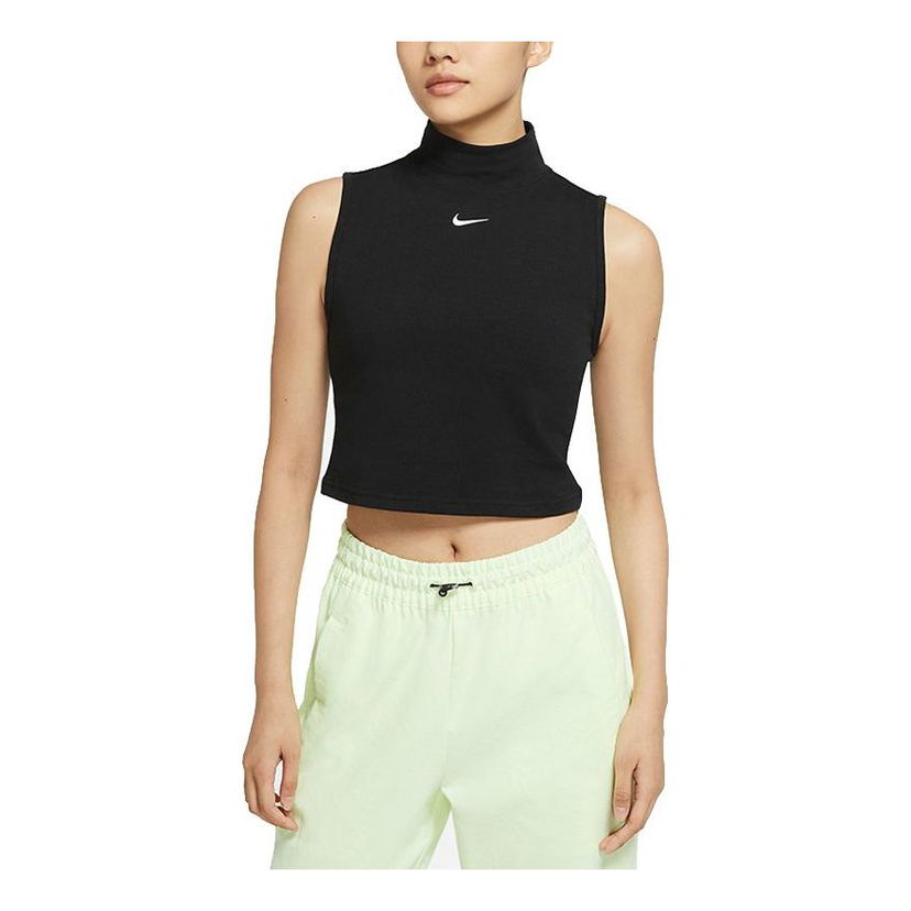 Потник Nike Sportswear Collection Essentials Knit Mock Neck Crop Top Черно | DD5881-010