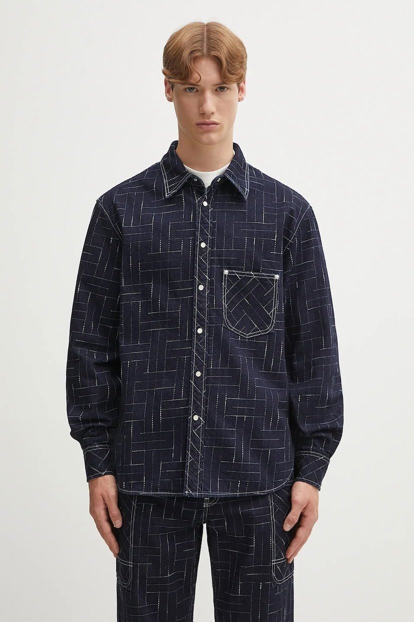 Риза KENZO Weave Casual Relaxed Fit Denim Shirt with Classic Collar Многоцветен | FF65DC4226V1