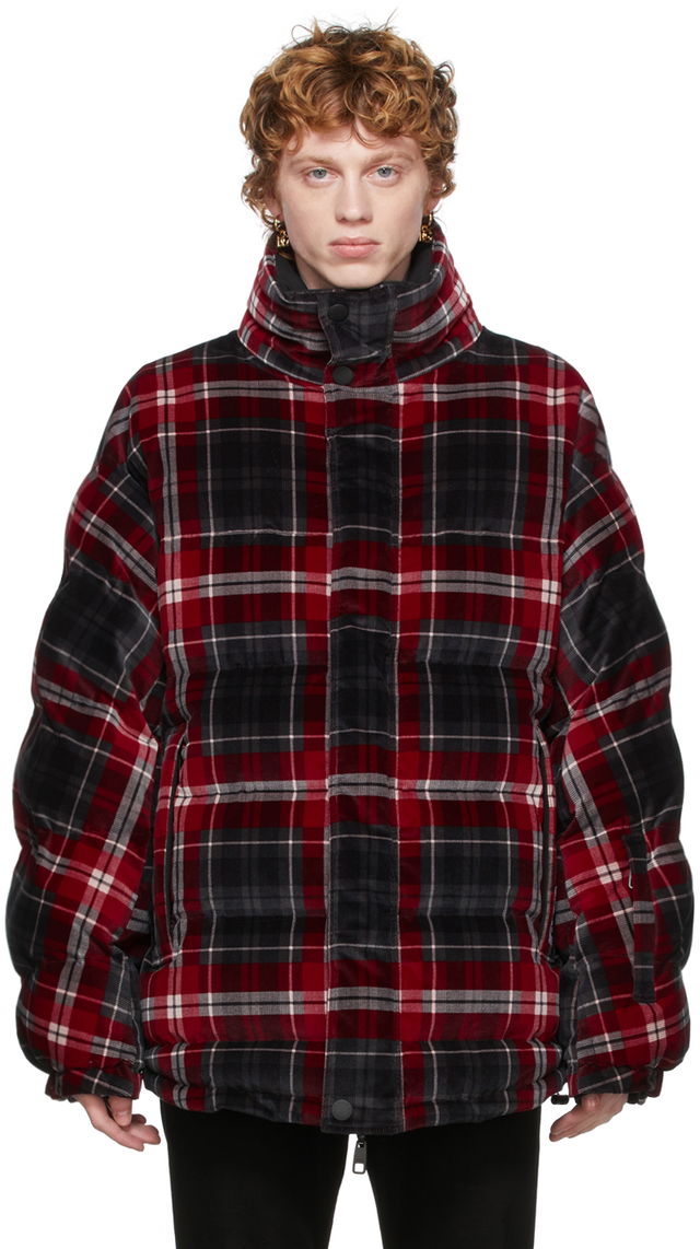 Reversible Black & Red Quilted Check Jacket