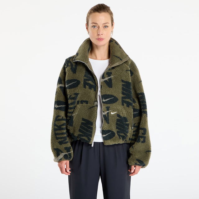 Sportswear High-Pile Fleece Jacket with Logo Pattern