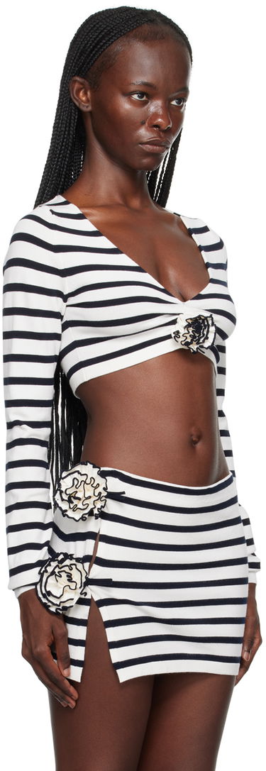 Пуловер Jean Paul Gaultier Jean Paul Gaultier 'The Flower' Striped Crop Top Бяло | 23/12-F-PL029-M048-0359, 1