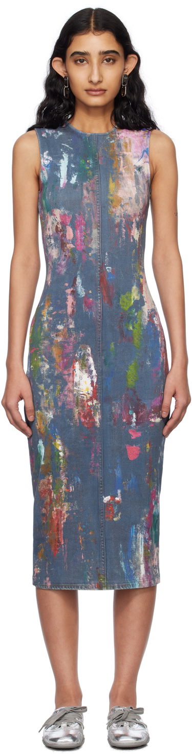 Pокля Acne Studios Acne Studios Paint Splatter Midi Dress Синьо | A20788-, 0