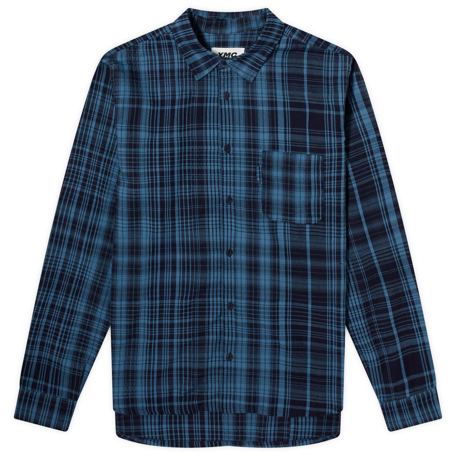 Риза YMC Curtis Indigo Check Shirt Синьо | P2WMG-40, 1