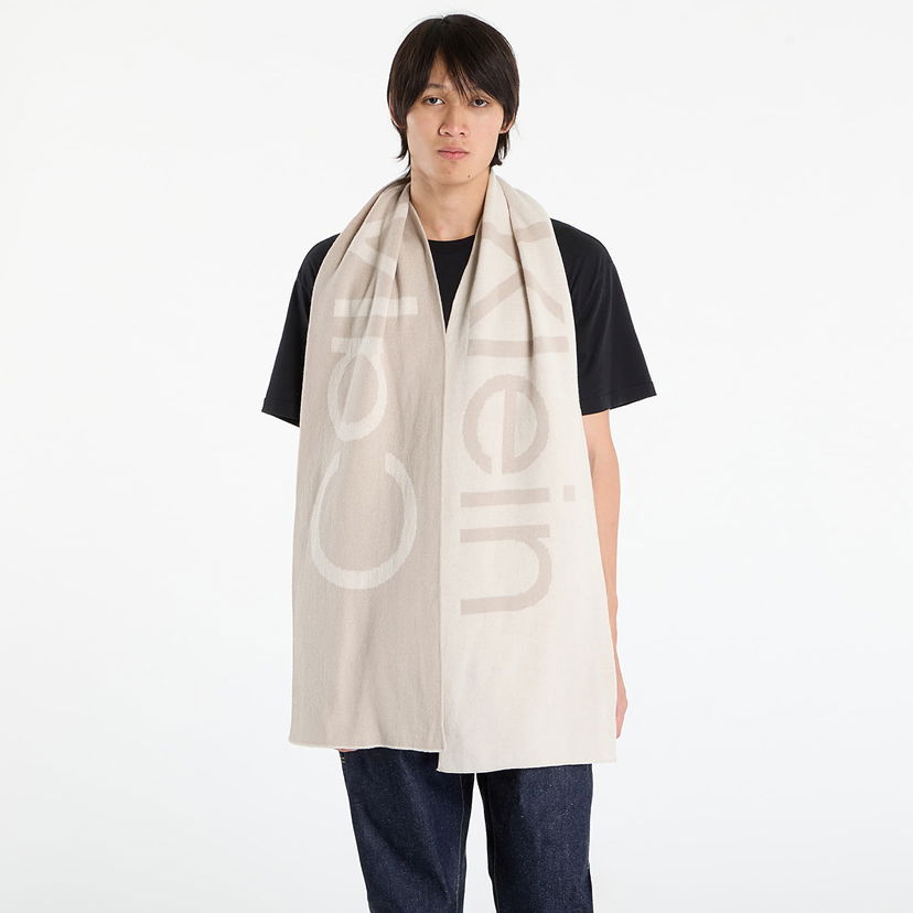 Шал CALVIN KLEIN Calvin Klein Bold Logo 2-Tone Wool Scarf Бежово | LV04D8030G 67U