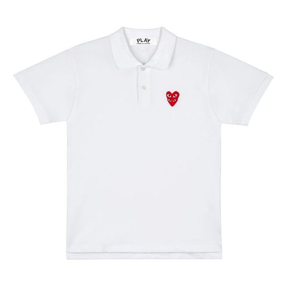 Поло тениска Comme des Garçons PLAY Family Heart Polo Бяло | AZ-T290-051-2