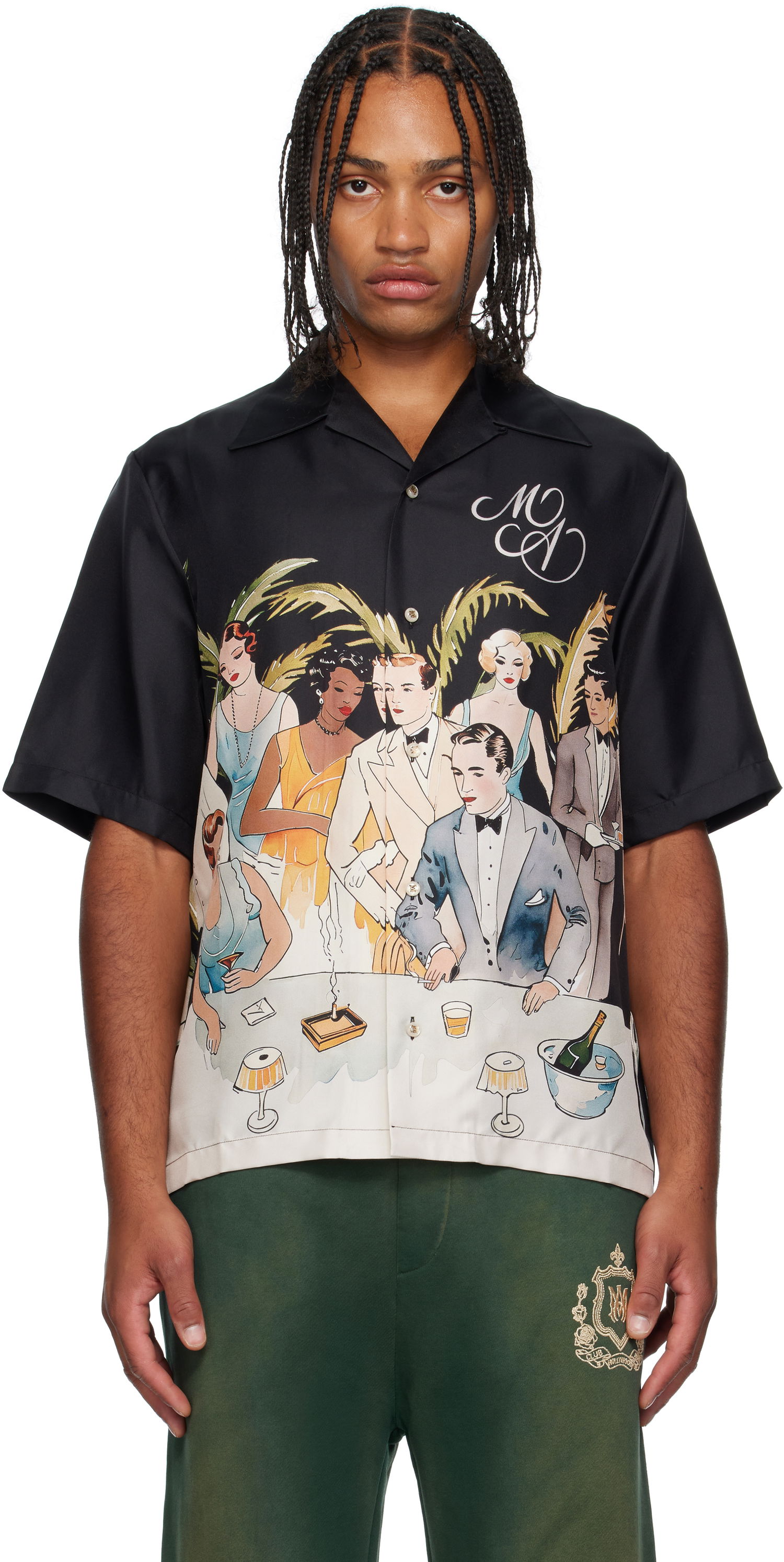 Риза AMIRI AMIRI Bar Scene Resort Shirt Черно | AMSTCA1192, 0
