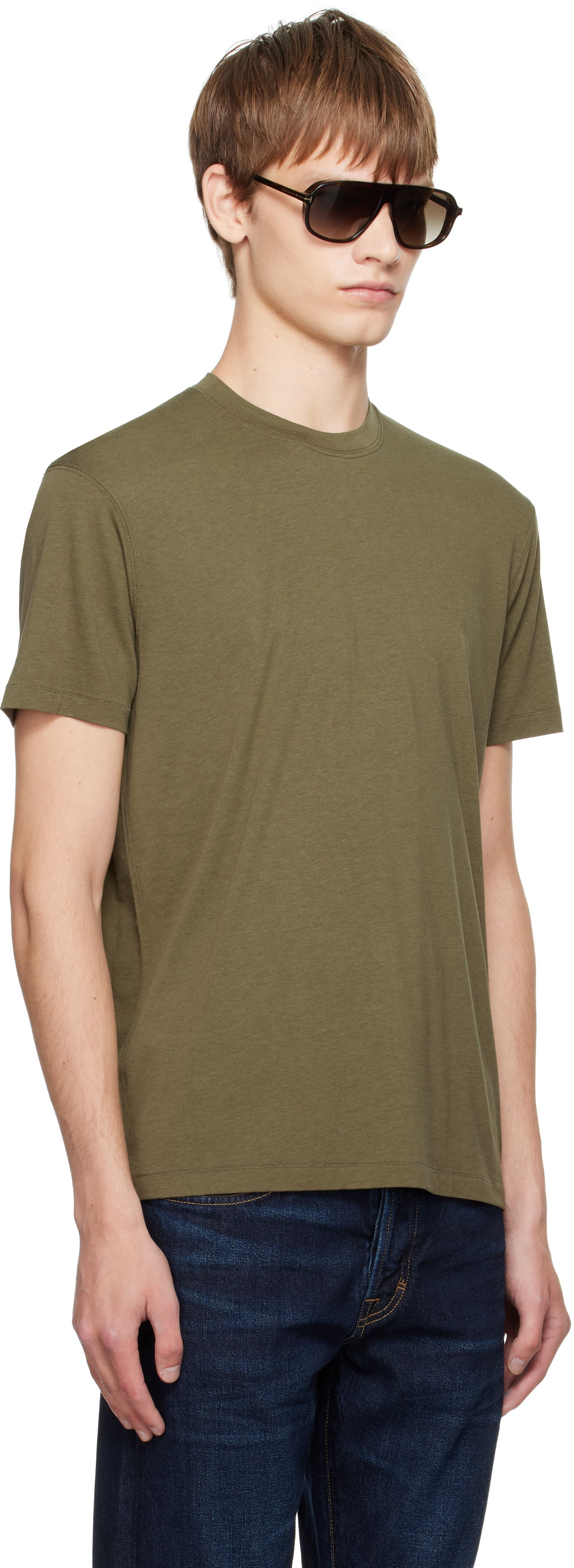 Тениска Tom Ford TOM FORD Lyocell Cotton Crewneck T-shirt Зелено | JCS004-JMT012, 1