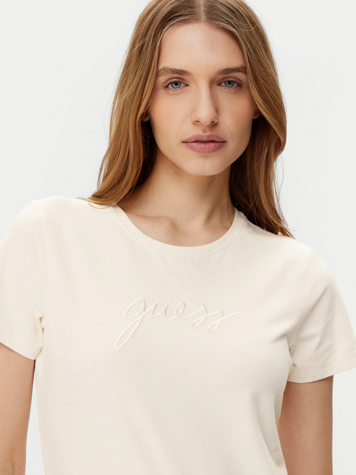 Тениска GUESS Guess Lucia Short Sleeve T-Shirt Бежово | O5GI02KBBU1-G6K5, 0