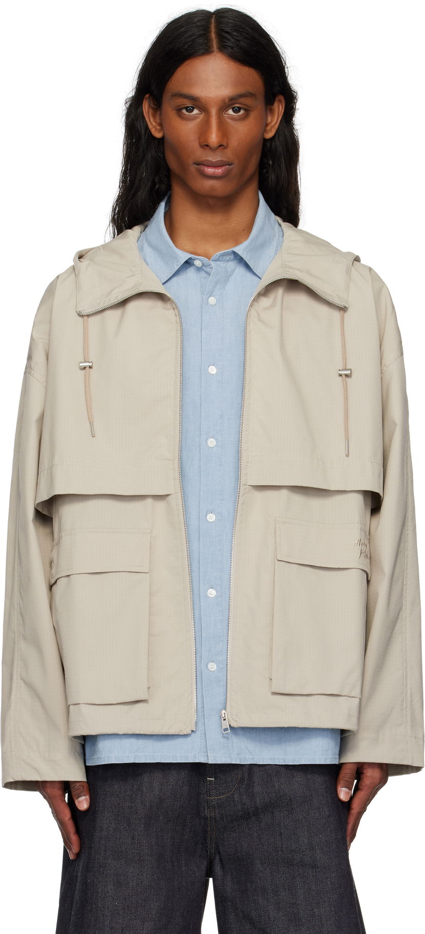 Ветровка MAISON KITSUNÉ Maison Kitsuné Hooded Windbreaker Jacket Бежово | OM02113WW9056