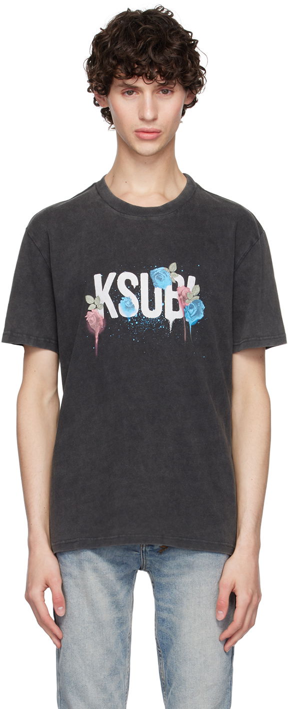 Тениска Ksubi Gray Graff Rose Kash T-Shirt Сиво | MPF24TE024