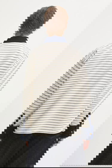 Поло тениска GANNI Striped Single Piquet Jersey Polo Shirt Бежово | T4215, 2