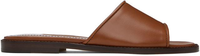 Manolo Blahnik Safinanu Leather Slide Sandals
