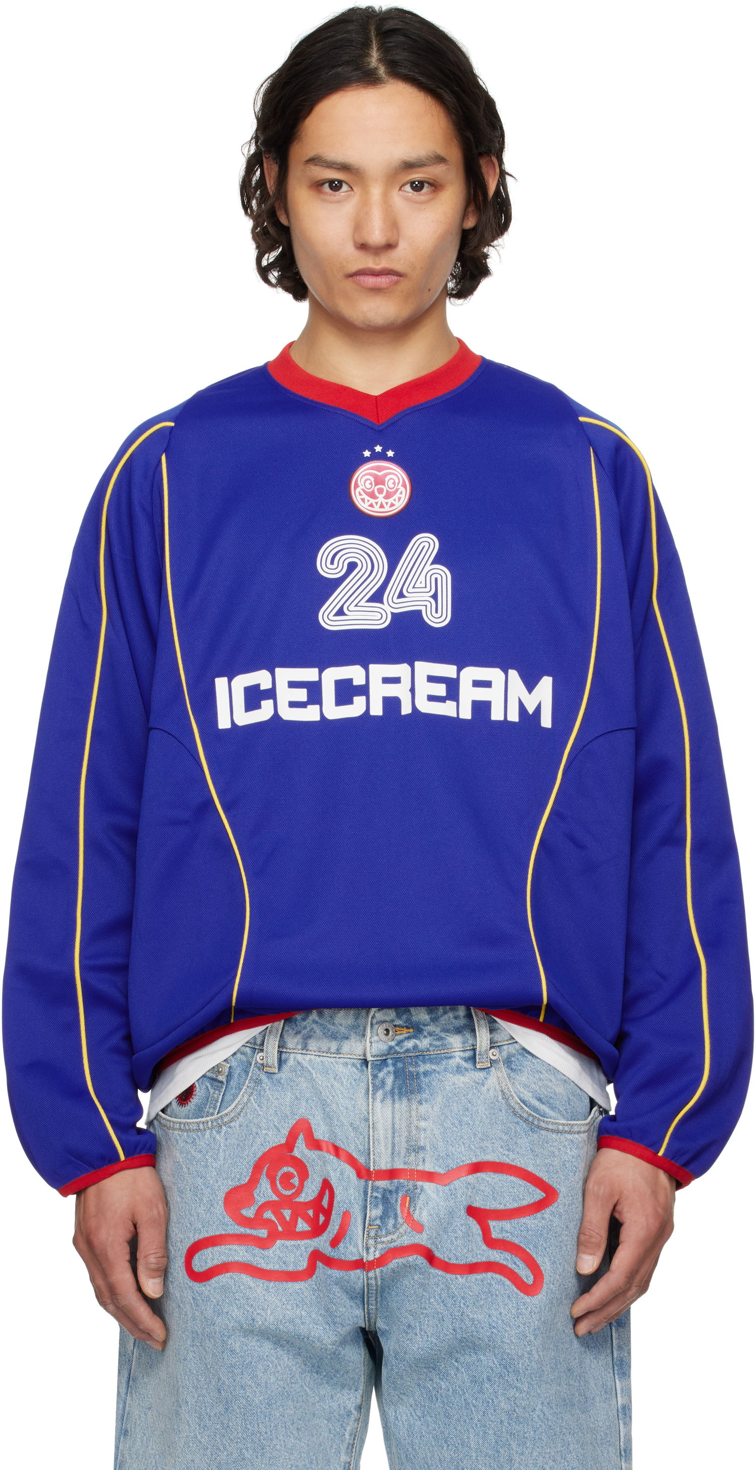 Пуловер BBC IceCream ICECREAM Football Long Sleeve Jersey T-Shirt Синьо | IC25140, 0