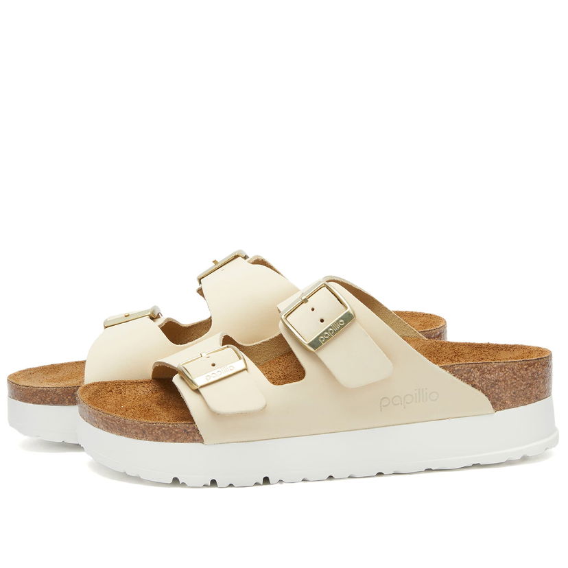 Кецове и обувки Birkenstock Arizona Platform Flex Nubuck Ecru Бежово | 1026924