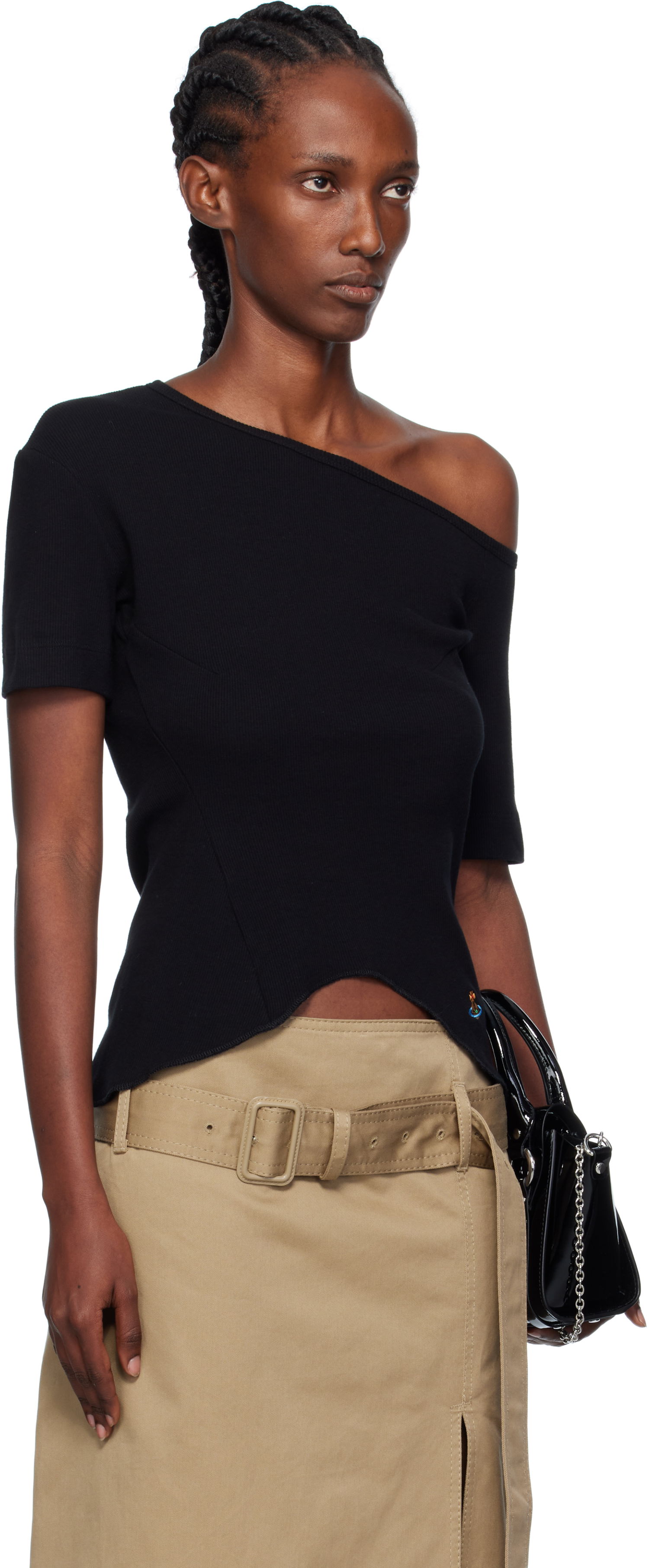 Тениска Vivienne Westwood Vivienne Westwood Asymmetrical Shoulder T-Shirt Черно | 1G010010-J009C-, 1