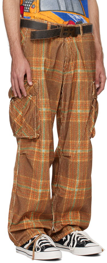 Карго панталони ERL Plaid Corduroy Cargo Pants Кафяво | ERL07P010, 4