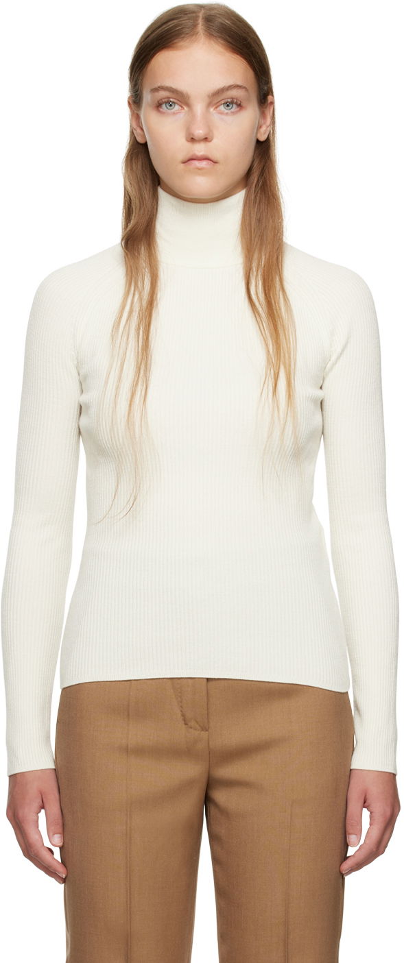 Пуловер Max Mara Women's Ribbed Turtleneck Sweater Бяло | 2313662333600 MM12115, 0