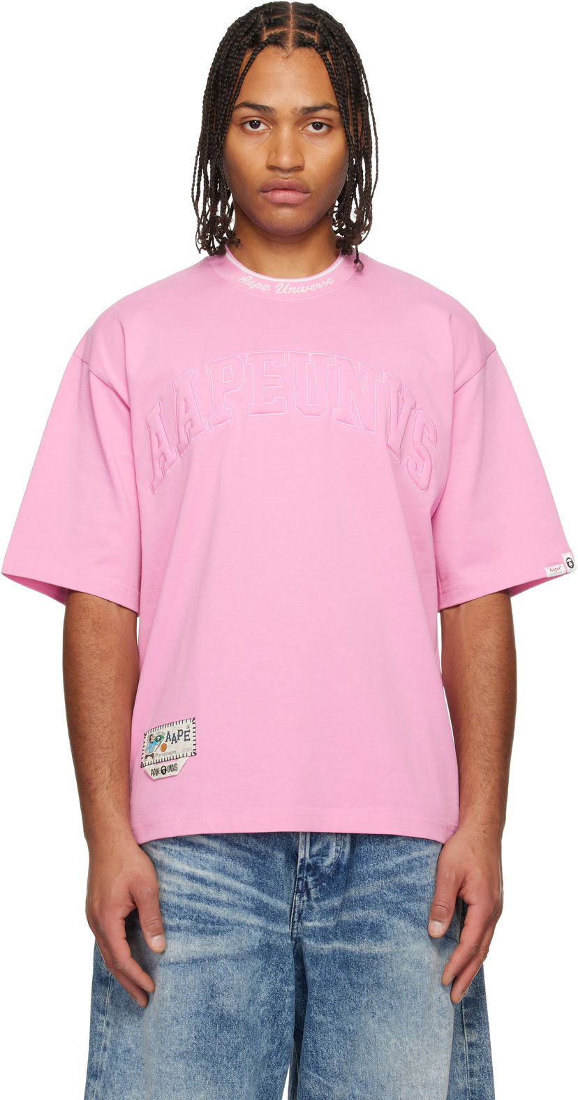 Тениска AAPE by A Bathing Ape 'AAPEUNVS' Logo T-shirt Розово | AAPTEM1659XXNPKX