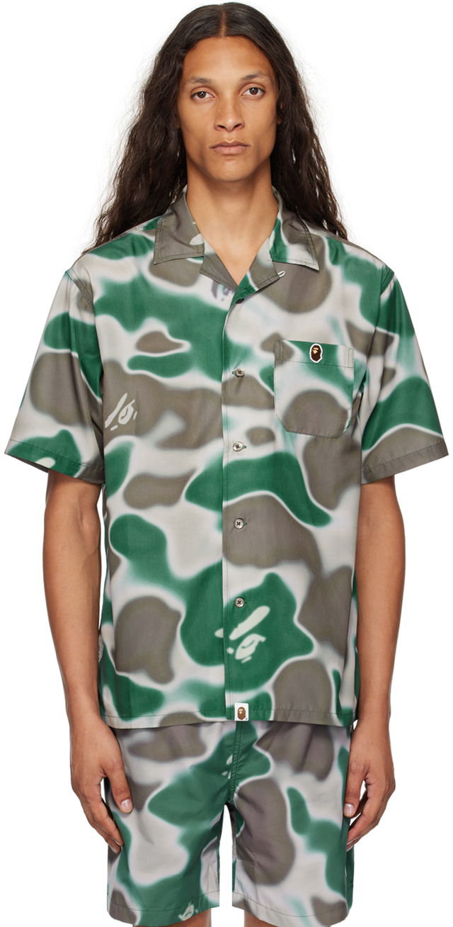 BAPE Green & Gray Liquid Camo One Point Shirt