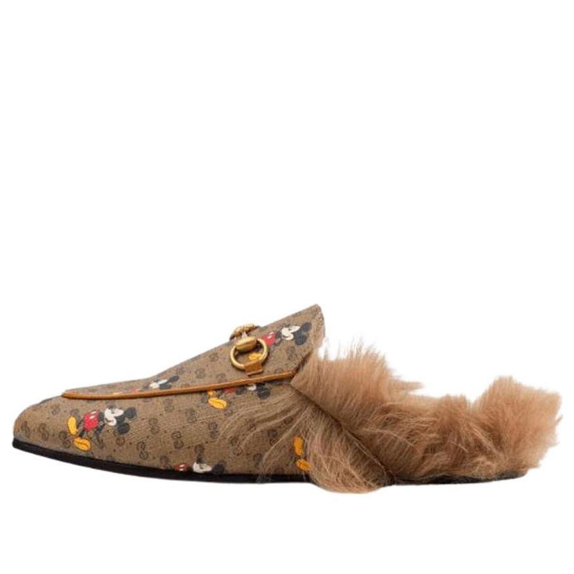 Кецове и обувки Gucci Gucci Princetown Fur Lined Slipper x Disney 'Mickey Mouse' Кафяво | 603467-HWU30-8487