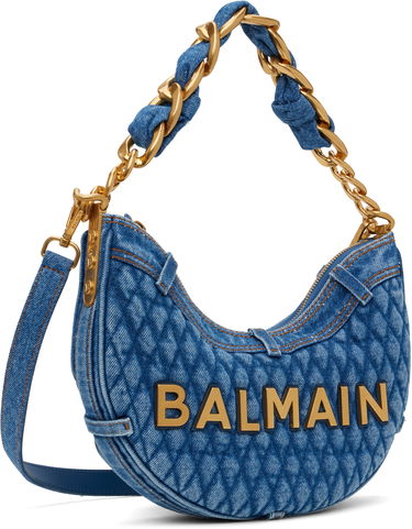 Дамска чанта Balmain Balmain 1945 Soft Moon Denim Shoulder Bag Синьо | EN1BQ954TTSD, 1