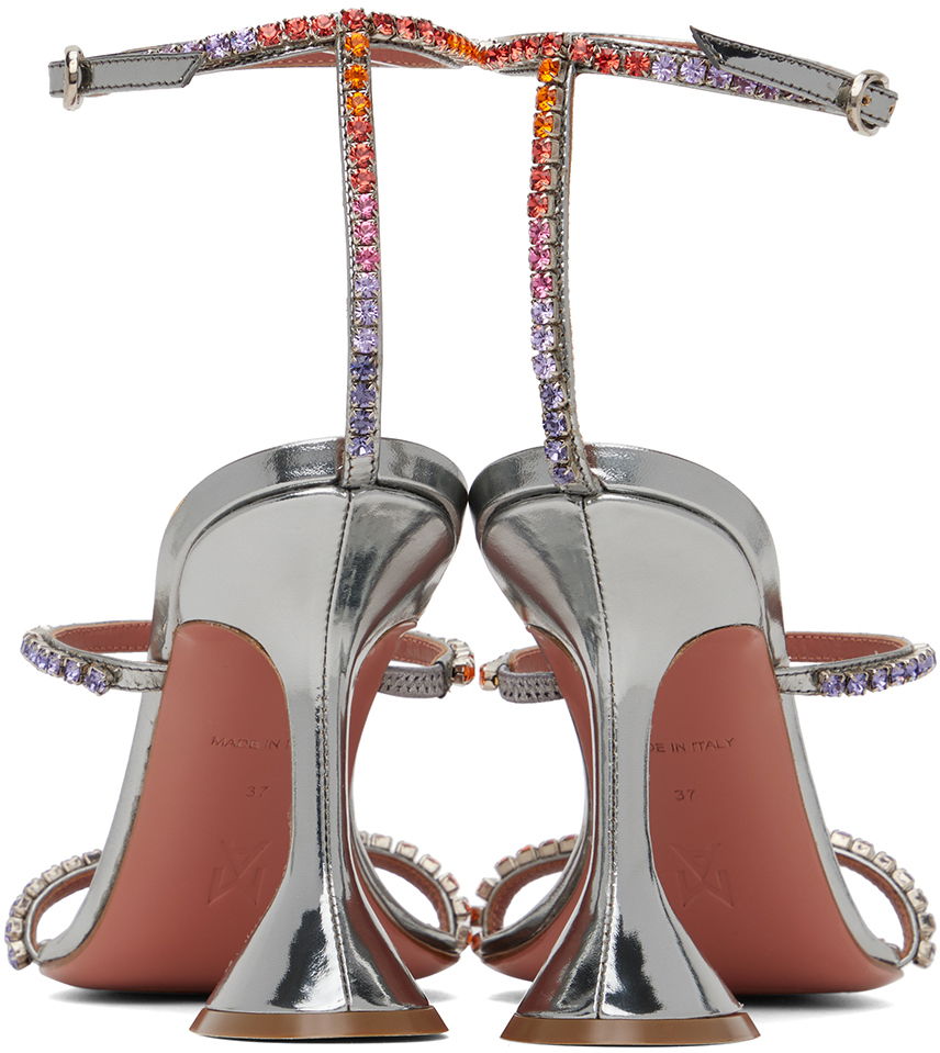 Аксесоари Amina Muaddi Amina Muaddi Gilda Crystal-Embellished Heeled Sandals Металик | GILDA SANDAL CL MIRROR, 1