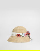 Floral-print Band Raffia Hat