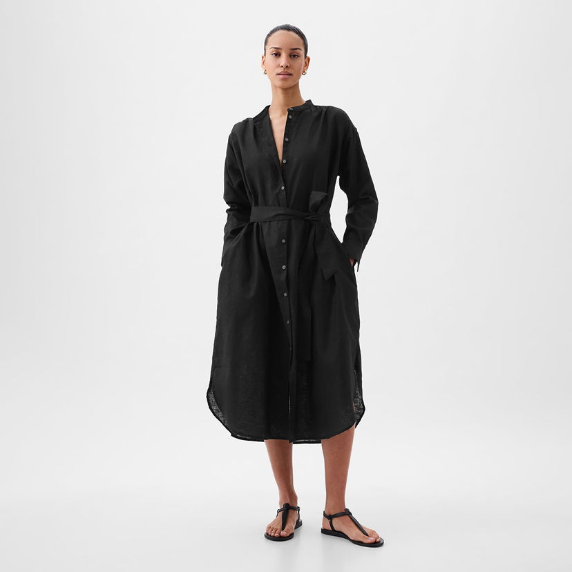 Pокля GAP Dresses Longsleeve Linen Maxi Dress Black Черно | 857614-00