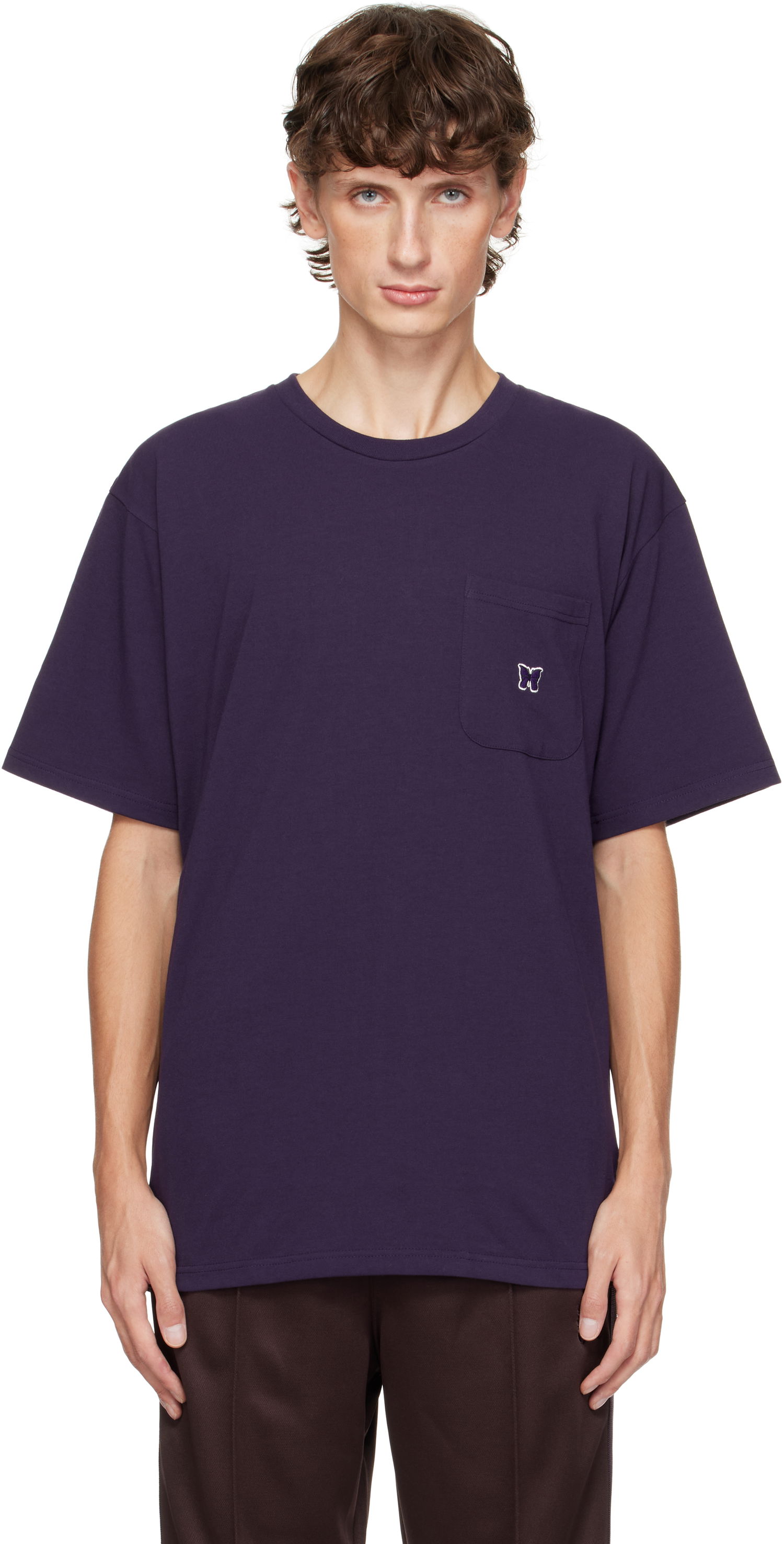 Тениска Needles Embroidered-Logo T-shirt Лилаво | PU308, 0