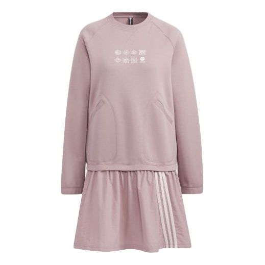 Pокля adidas Originals Casual Round Neck Long Sleeve Dress Лилаво | HM9884, 0