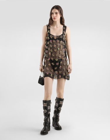 Pокля Dolce & Gabbana Dolce & Gabbana Embroidered Organza Mini Dress Черно | F60D1ZGDDFYS8400, 1