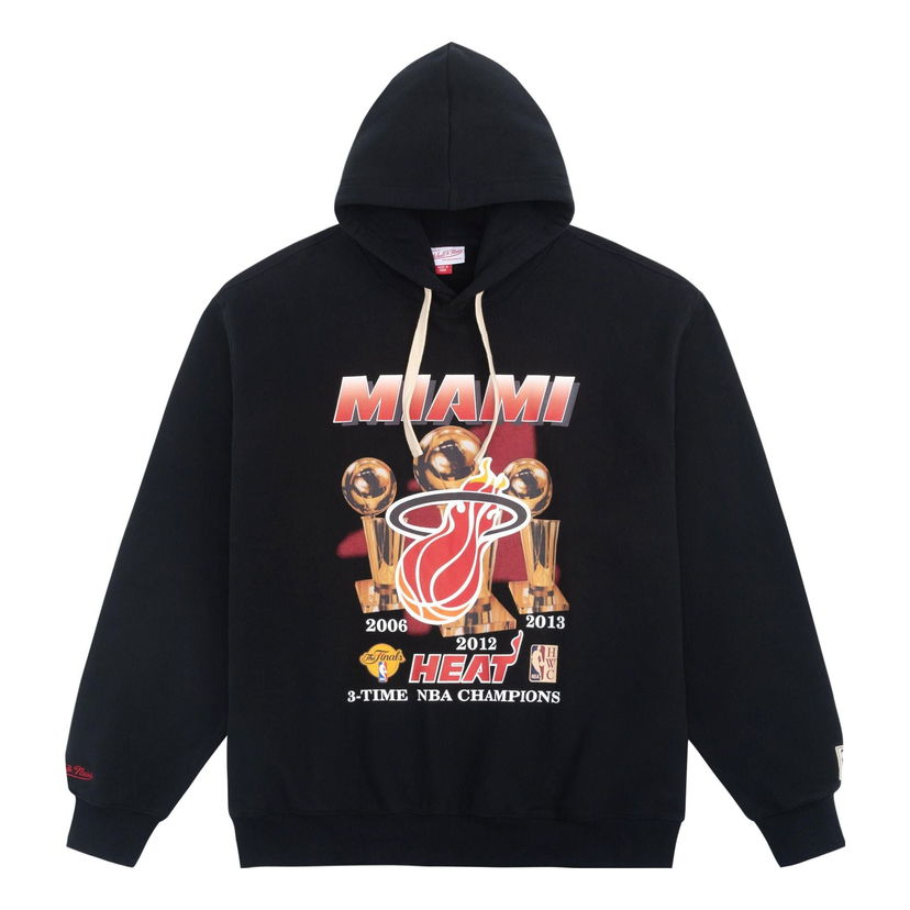 Суитчър Mitchell & Ness NBA Miami Heat 3 Times Champion Hoodie Черно | MNJYFWHD23095002