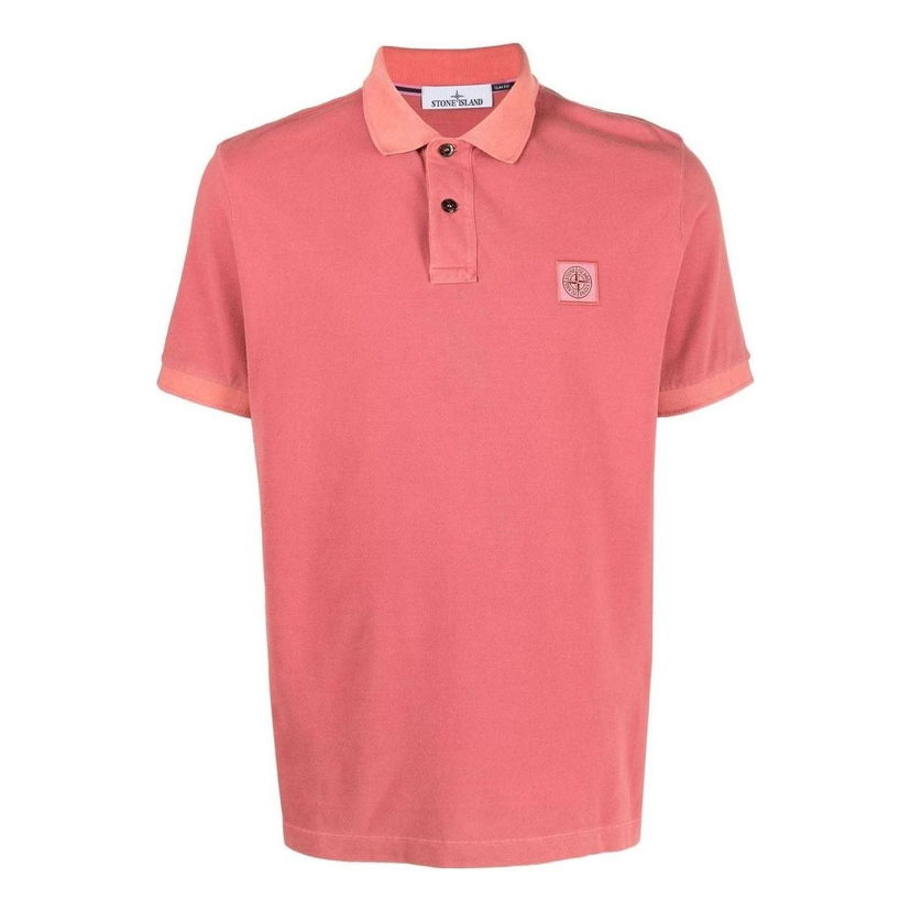 Поло тениска Stone Island Logo-Patch Polo Shirt Розово | 10152SC67-V0087