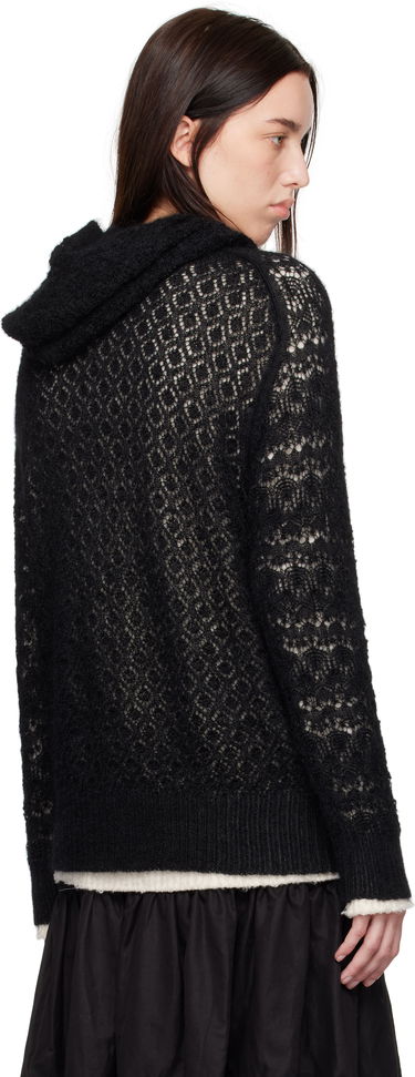 Пуловер Comme des Garçons Comme Des Garçons Wool Lace Pattern Intarsia Hoodie Черно | TN-N024-051, 2