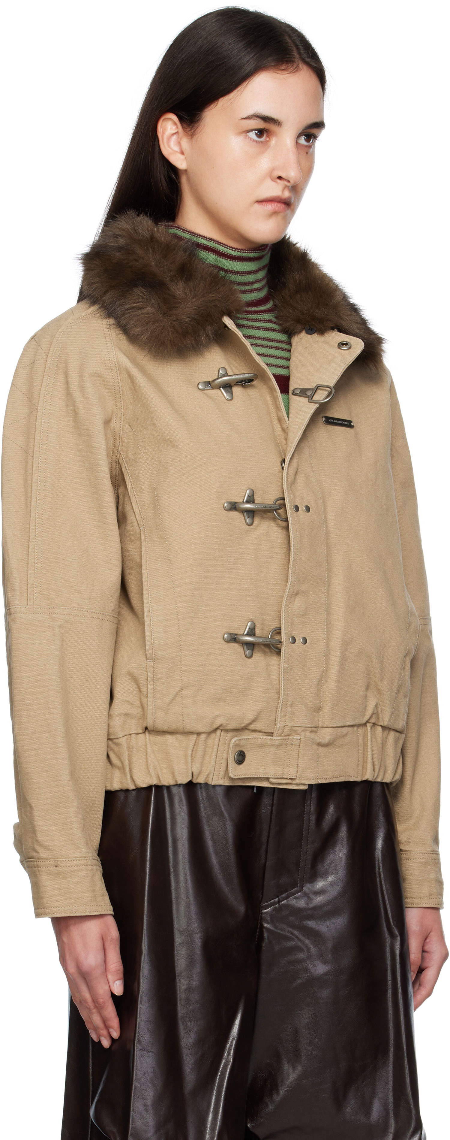 Яке Andersson Bell Andersson Bell Washed Cotton Jacket with Faux Fur Collar Бежово | awa712u, 1