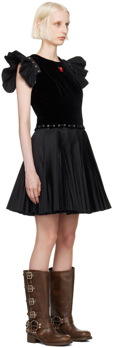 Pокля Chopova Lowena Velvet and Pleated Mini Dress Черно | 1255, 1