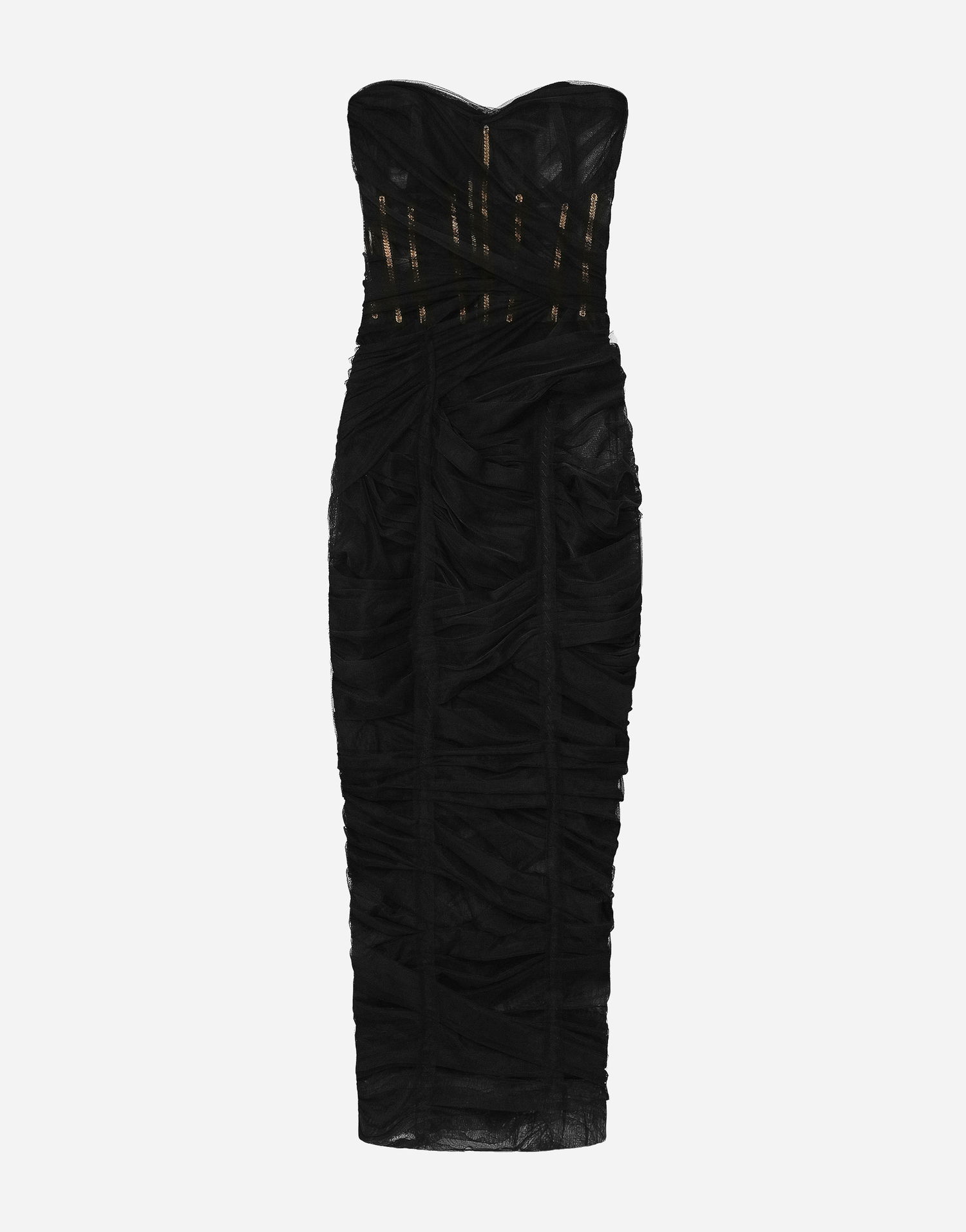 Pокля Dolce & Gabbana Tulle Calf-length Corset Dress With Draping Черно | F6DJYTHLUACN0000, 0