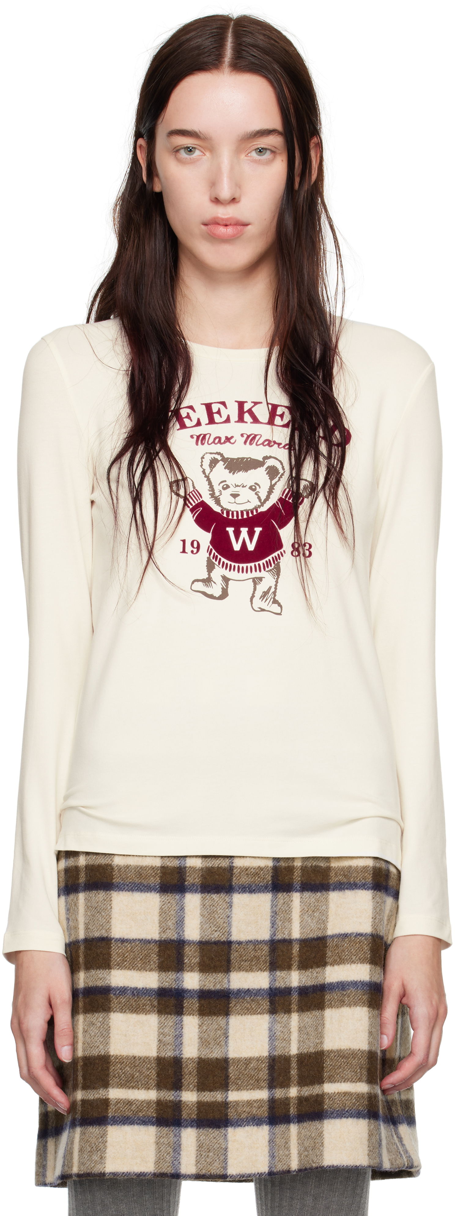 Тениска Max Mara Weekend Bear Long Sleeve T-shirt Бяло | 2425946022600 MM13224, 0