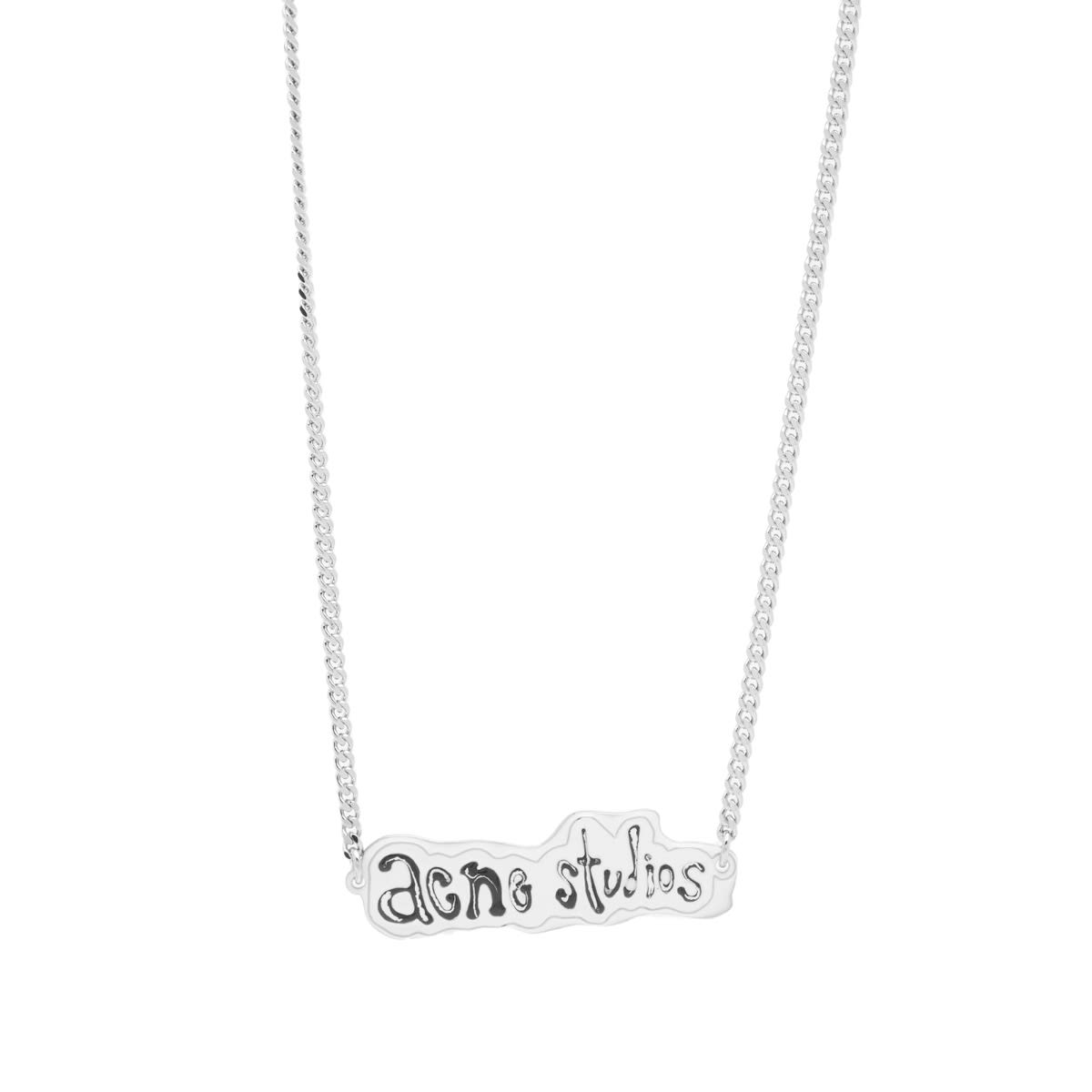 Колие Acne Studios Label Logo Necklace Сиво | C50378-AXA, 0