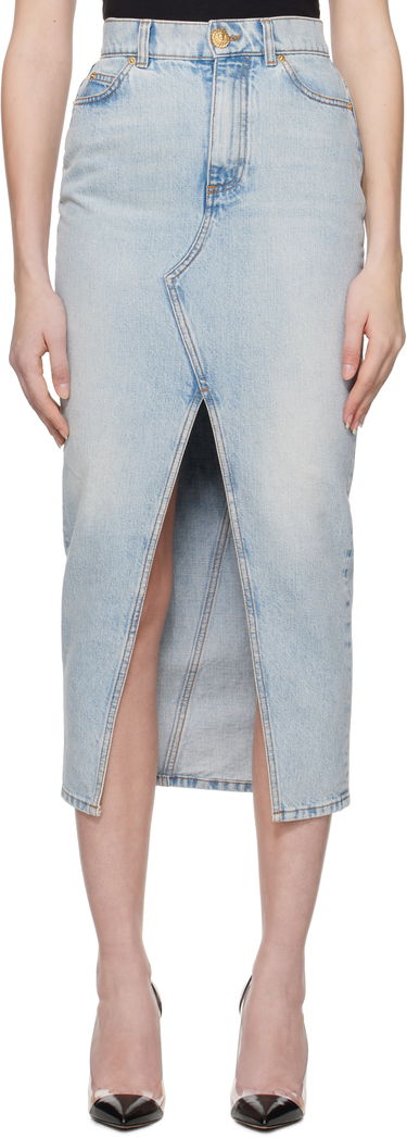 Пола Balmain Balmain Denim Midi Skirt with Slit Синьо | EF1LD460DF23, 0