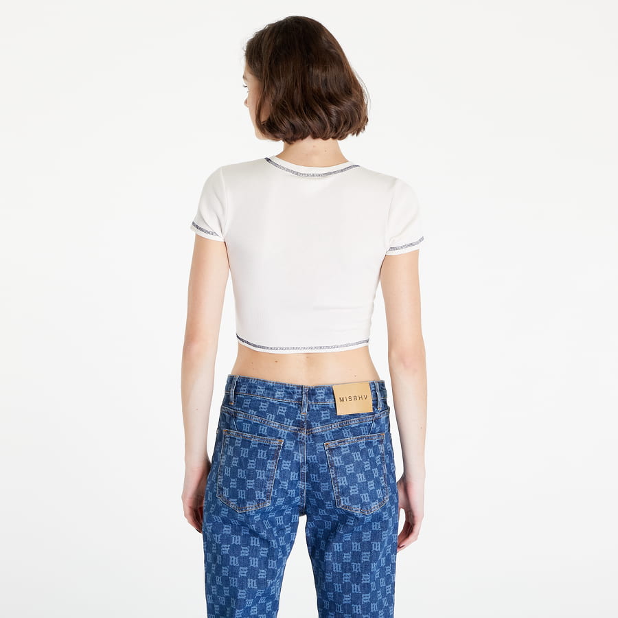 Тениска GUESS Mya Ribbed Crop Baby Tee Бежово | W2BP05KA0H3-G053, 1