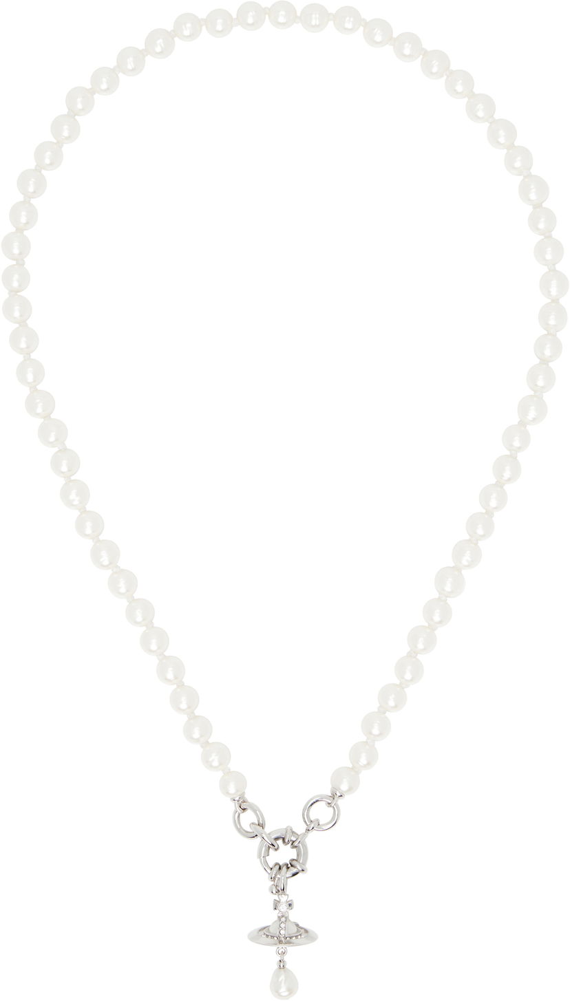 Колие Vivienne Westwood Vivienne Westwood Aleksa Pearl Pendant Necklace Бяло | 6301013C-02P543-
