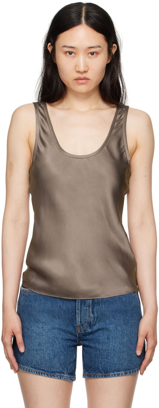 Потник Anine Bing Silk Scoop Neck Tank Top Кафяво | A-07-0839-BWN27