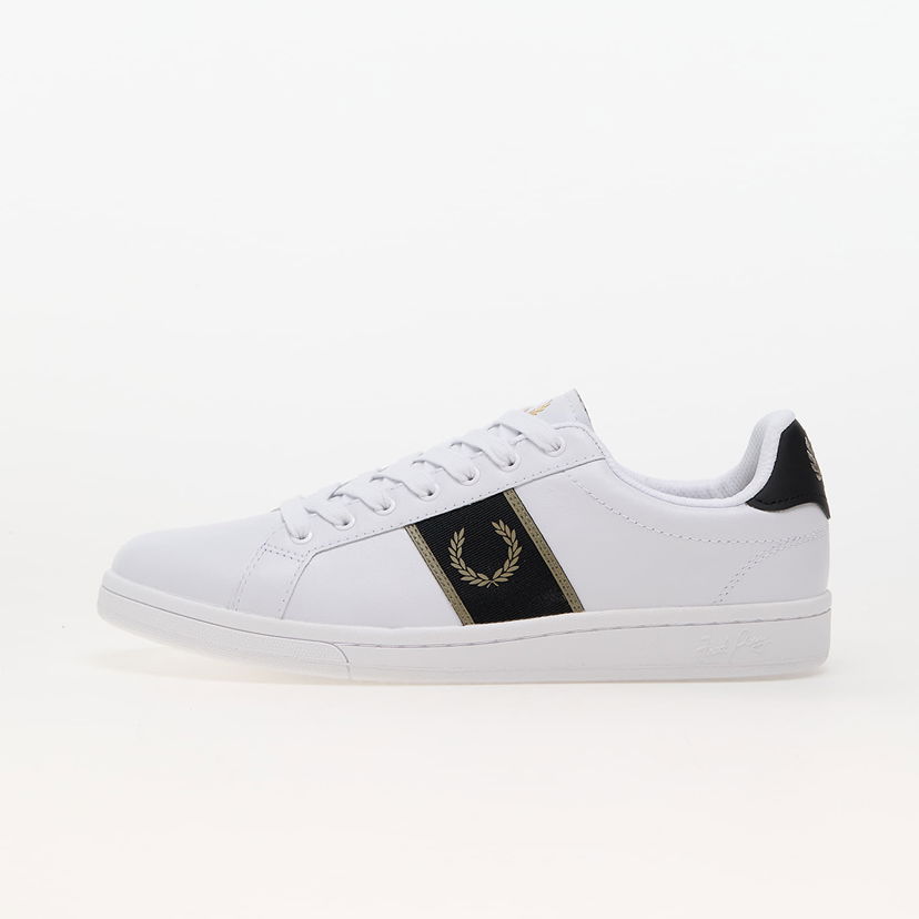 Кецове и обувки Fred Perry B721 Leather/Branded Webbing White/ Warm Grey Бяло | B6304 U62